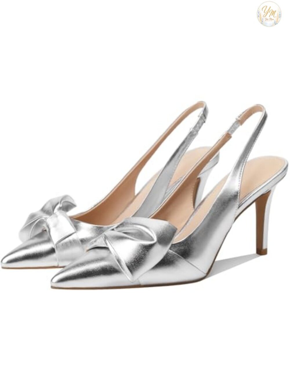 Slingback Pumps Pointed Toe Stiletto Heels Bow Detail Formal